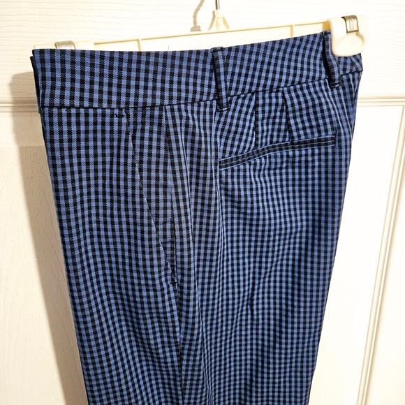 Woman's cropped mid-rise pants Blue and Black checks size 6 - Picture 2 of 5